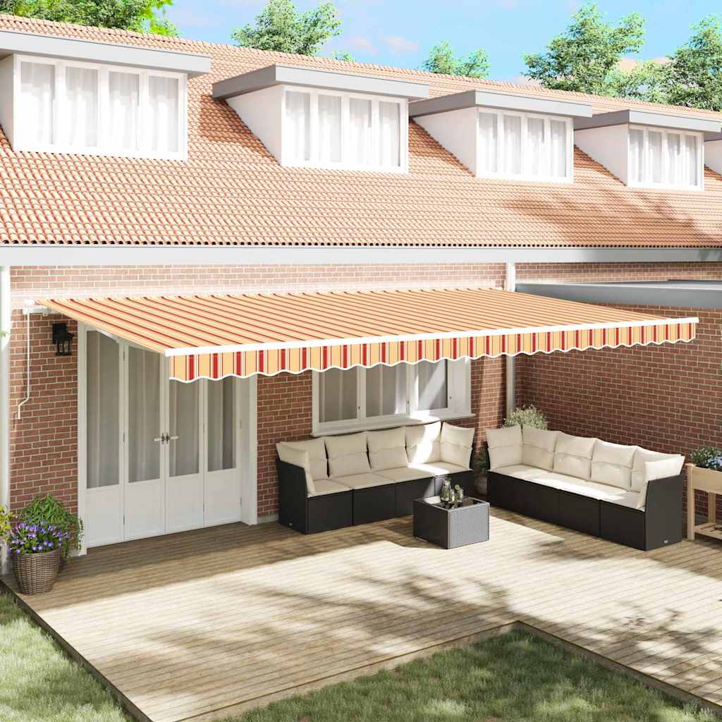 Retractable Awning Yellow, Orange 600 x 350 cm Polyester, Metal