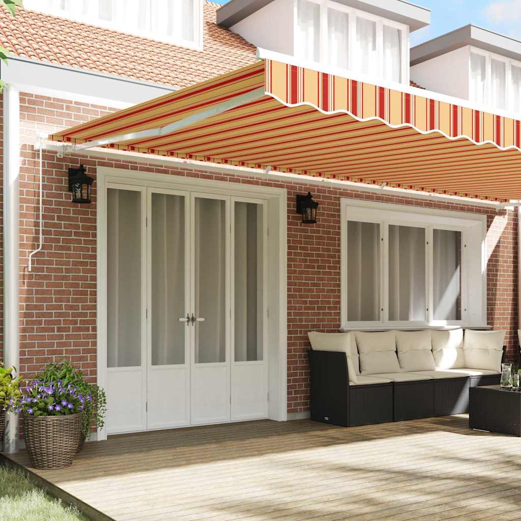 Retractable Awning Yellow, Orange 600 x 350 cm Polyester, Metal