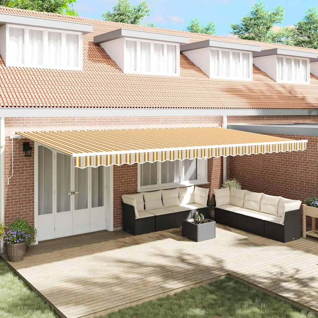 Retractable Awning Multicolour 600 x 350 cm Polyester, Metal