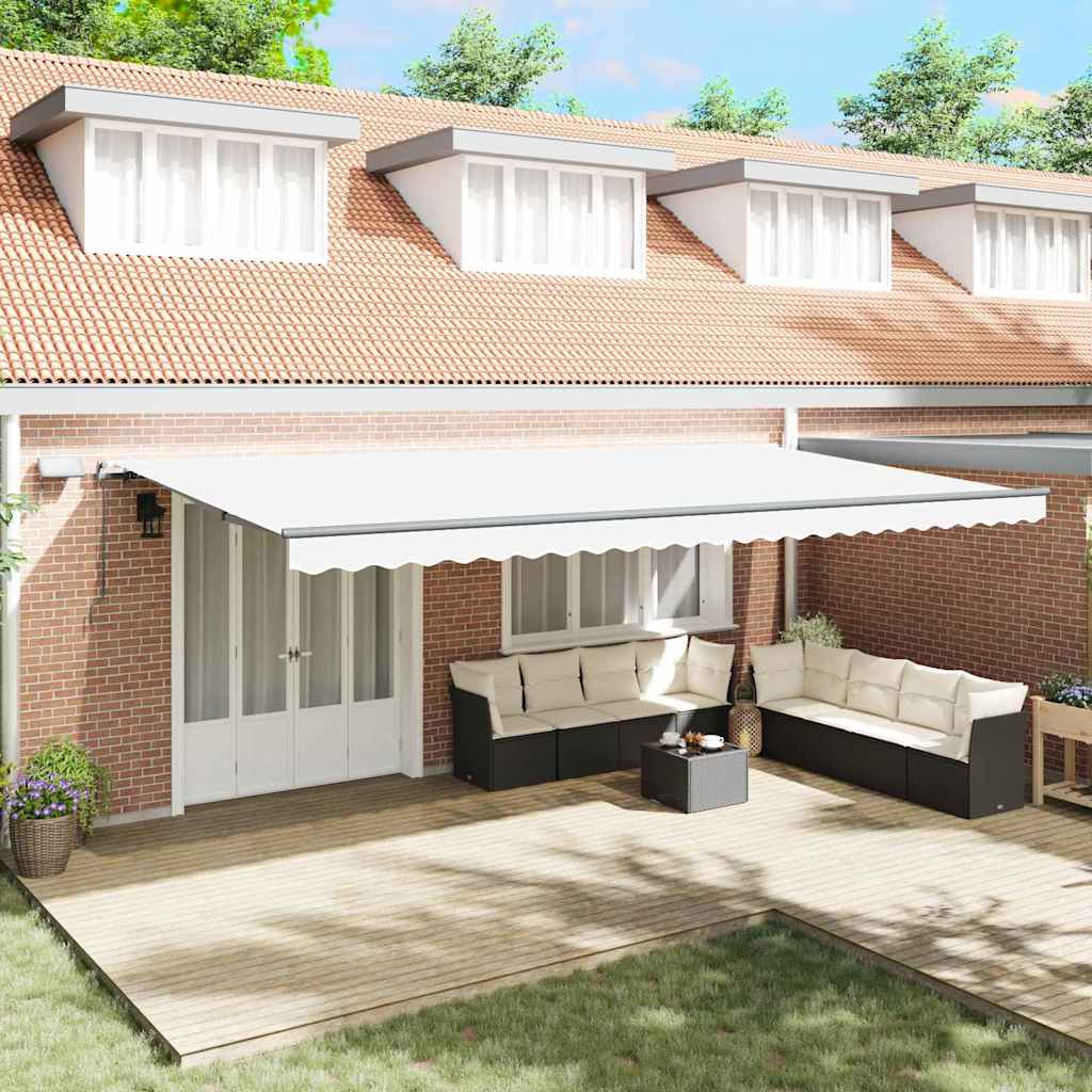 Retractable Awning Manual White 600 x 350 cm Fabric