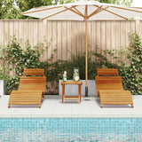 Sun lounger 2 pcs Brown 55 x 184 x 64cm Solid Acacia wood