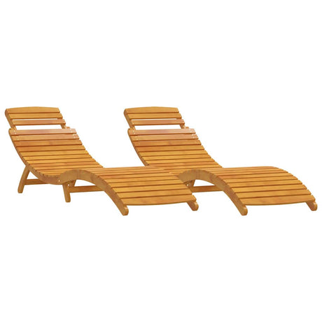 Sun lounger 2 pcs Brown 55 x 184 x 64cm Solid Acacia wood