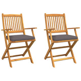 Folding Chair 2 pcs Grey 49 x 57.5 x 92cm Solid Acacia wood