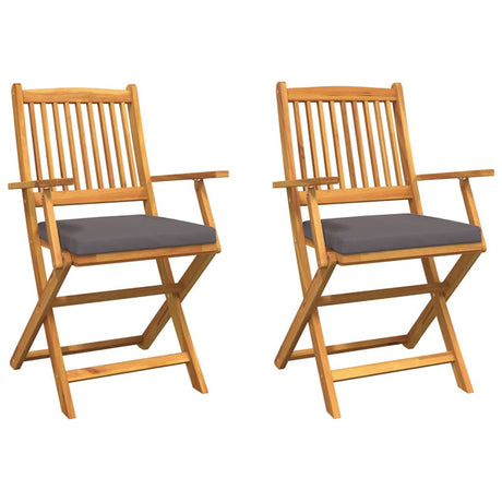 Folding Chair 2 pcs Grey 49 x 57.5 x 92cm Solid Acacia wood