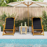 Beach Chair with Cushion 2 pcs Brown x x Solid Acacia wood