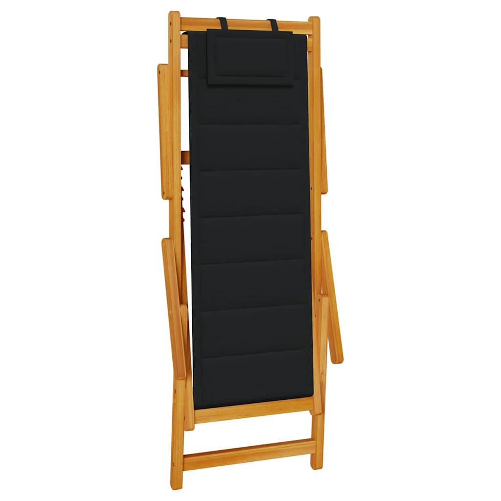 Beach Chair with Cushion 2 pcs Brown x x Solid Acacia wood