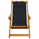 Beach Chair with Cushion 2 pcs Brown x x Solid Acacia wood