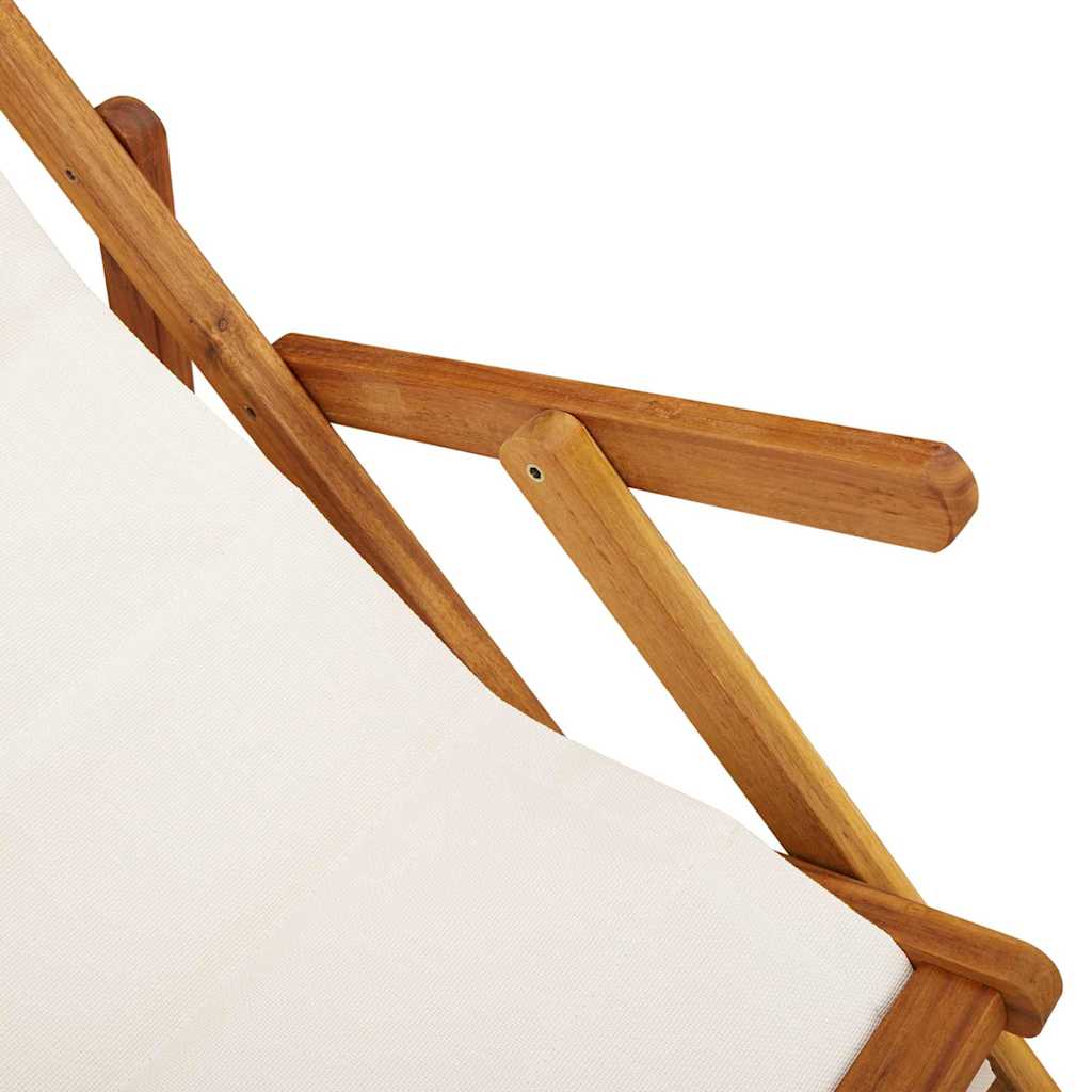 Beach Chair with Cushion 2 pcs Brown x x Solid Acacia wood