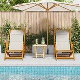 Beach Chair with Cushion 2 pcs Brown x x Solid Acacia wood