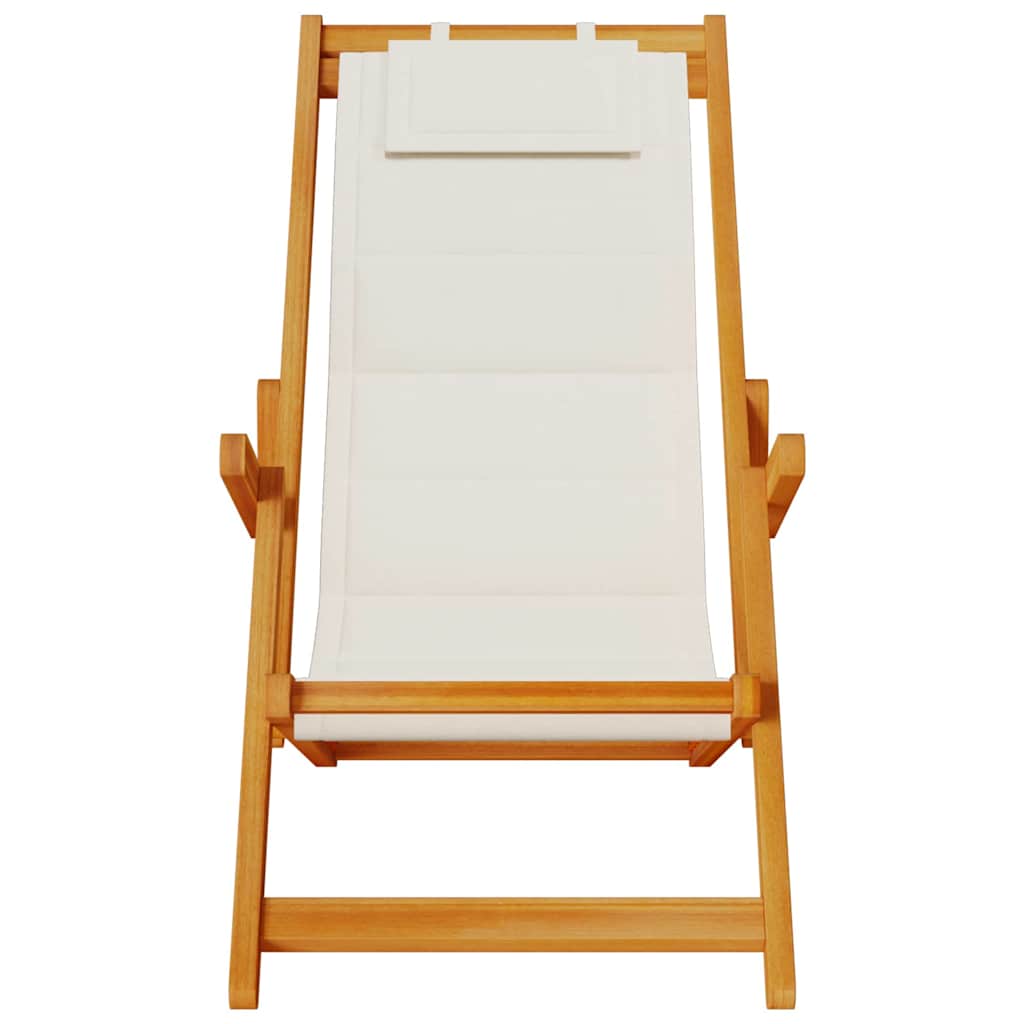 Beach Chair with Cushion 2 pcs Brown x x Solid Acacia wood