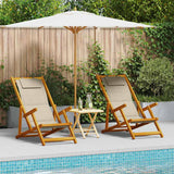 Beach Chair with Cushion 2 pcs Brown x x Solid Acacia wood