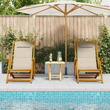 Beach Chair with Cushion 2 pcs Brown x x Solid Acacia wood