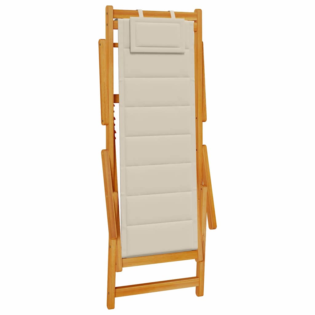 Beach Chair with Cushion 2 pcs Brown x x Solid Acacia wood
