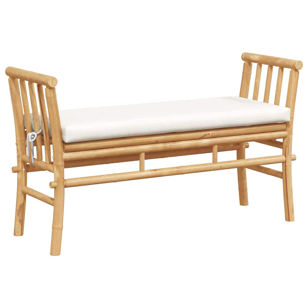 Garden Bench with Cushion Brown 110 x 38 x 65cm Bamboo