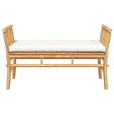 Garden Bench with Cushion Brown 110 x 38 x 65cm Bamboo