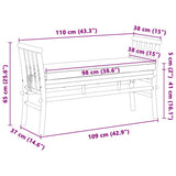 Garden Bench with Cushion Brown 110 x 38 x 65cm Bamboo