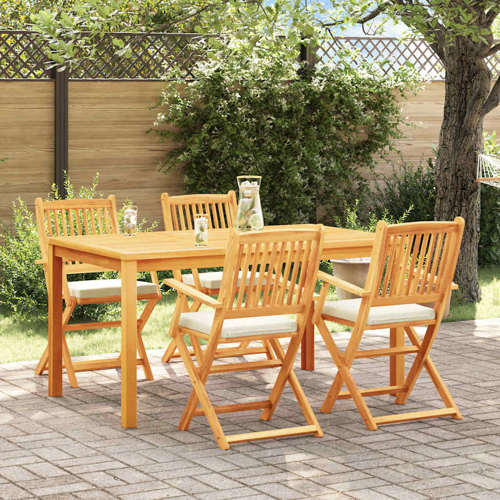 Folding Chair 4 pcs White 49 x 57.5 x 92cm Solid Acacia wood