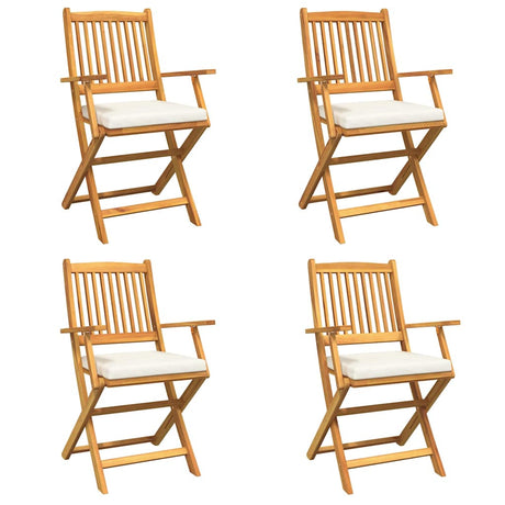 Folding Chair 4 pcs White 49 x 57.5 x 92cm Solid Acacia wood