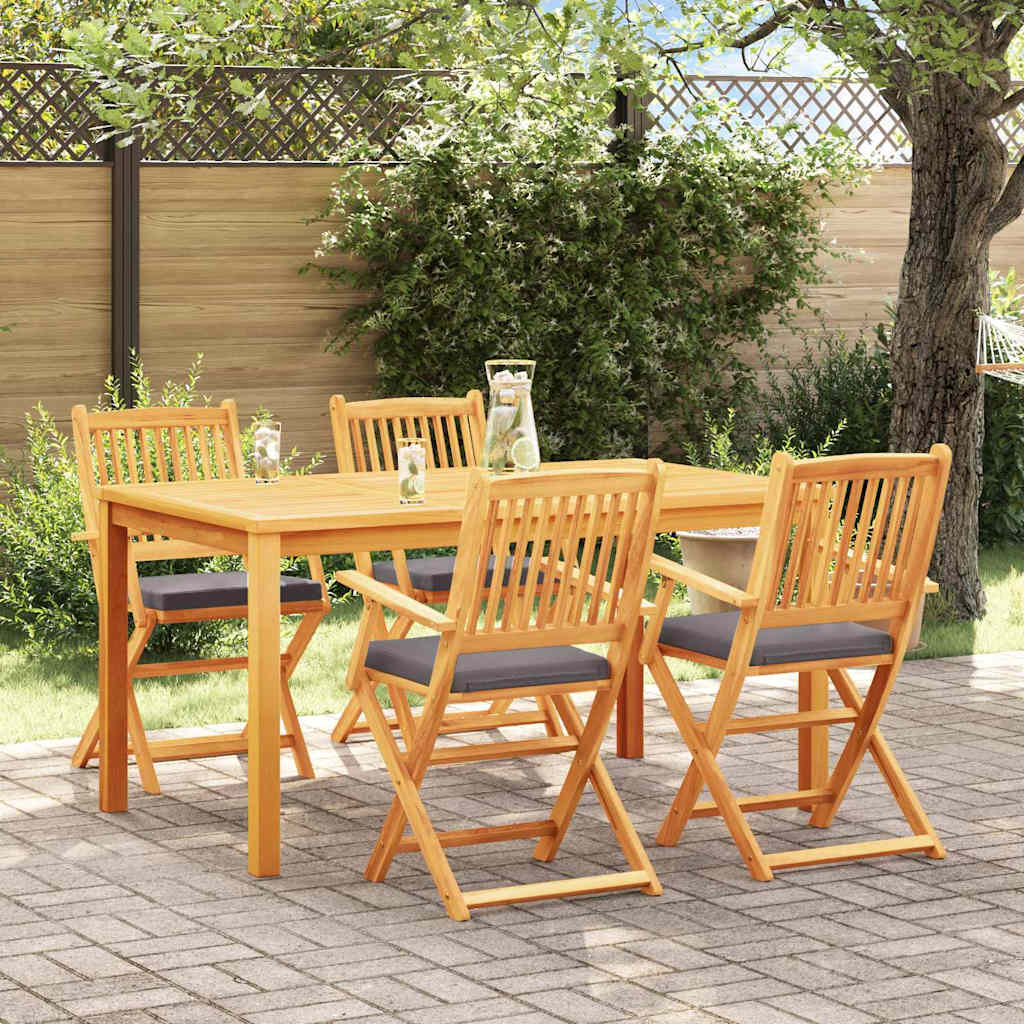 Folding Chair 4 pcs Grey 49 x 57.5 x 92cm Solid Acacia wood