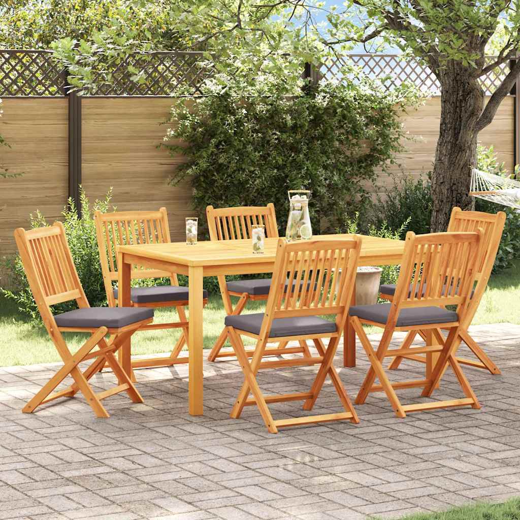 Folding Chair 6 pcs Grey 49 x 57.5 x 92cm Solid Acacia wood