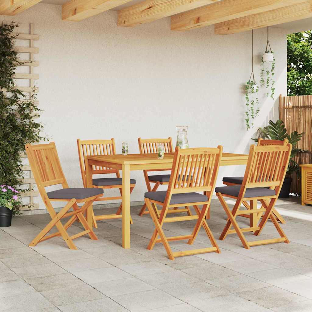 Folding Chair 6 pcs Grey 49 x 57.5 x 92cm Solid Acacia wood