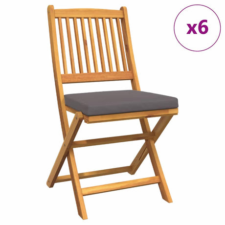 Folding Chair 6 pcs Grey 49 x 57.5 x 92cm Solid Acacia wood