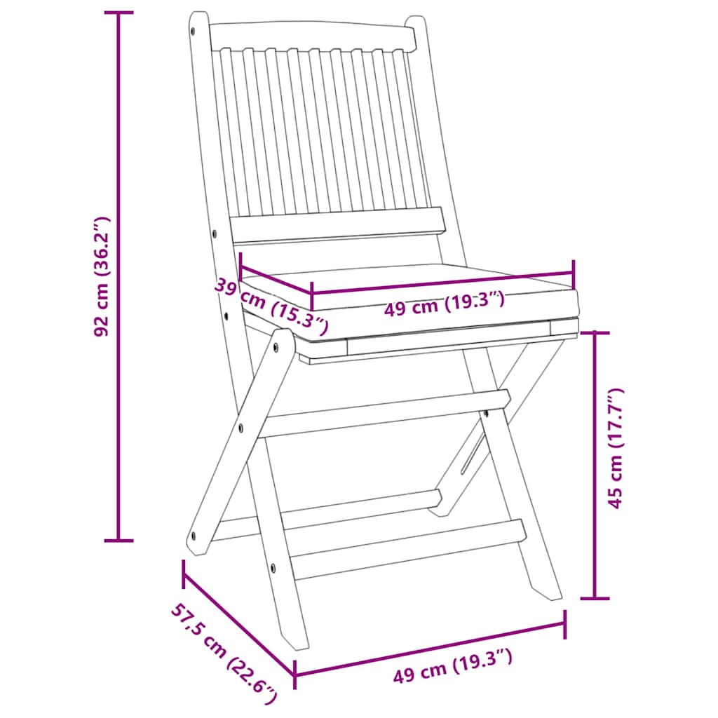 Folding Chair 6 pcs Grey 49 x 57.5 x 92cm Solid Acacia wood