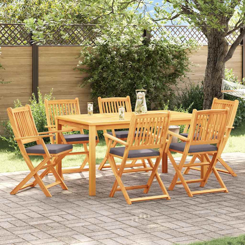 Folding Chair 6 pcs Grey 49 x 57.5 x 92cm Solid Acacia wood