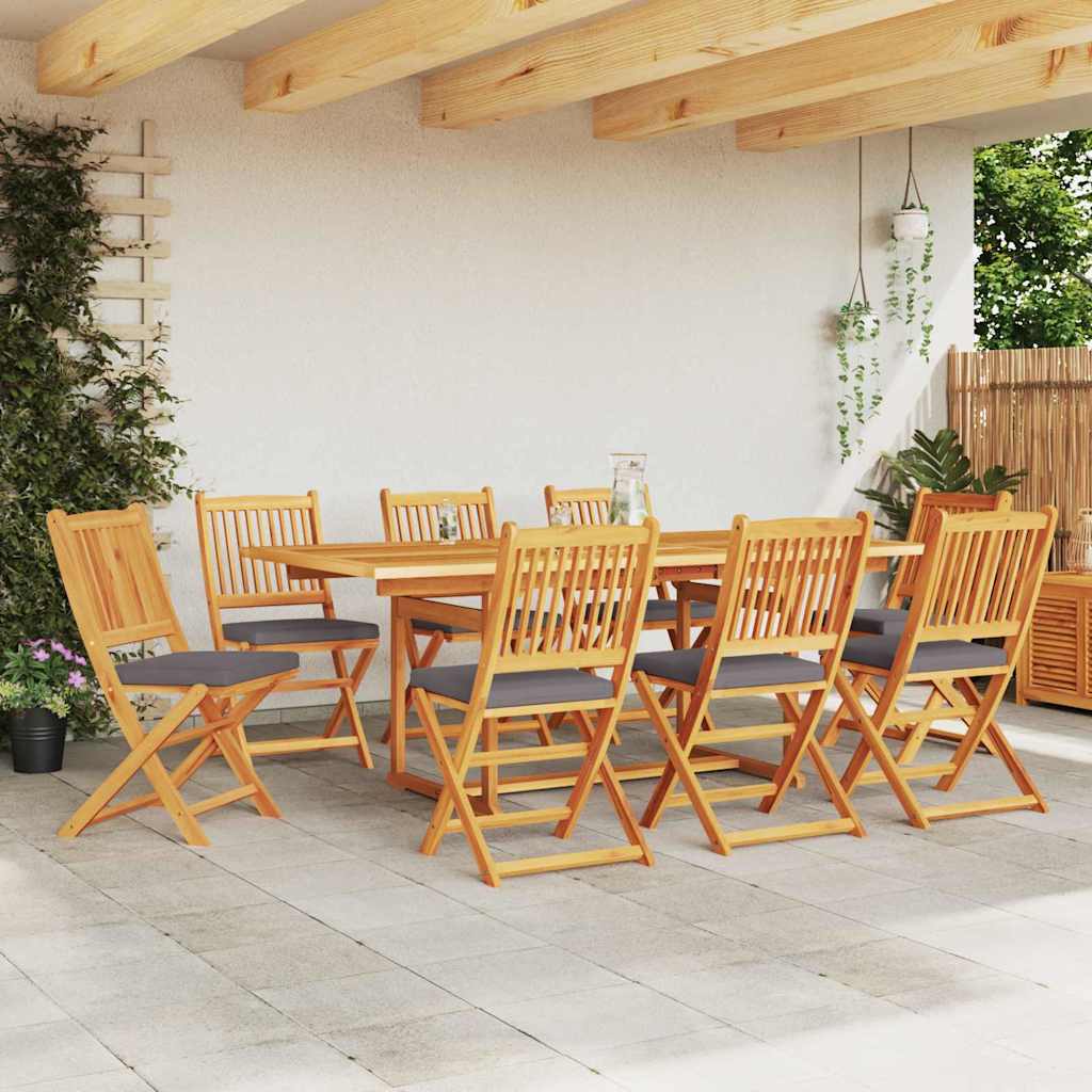 Folding Chair 8 pcs Grey 49 x 57.5 x 92cm Solid Acacia wood