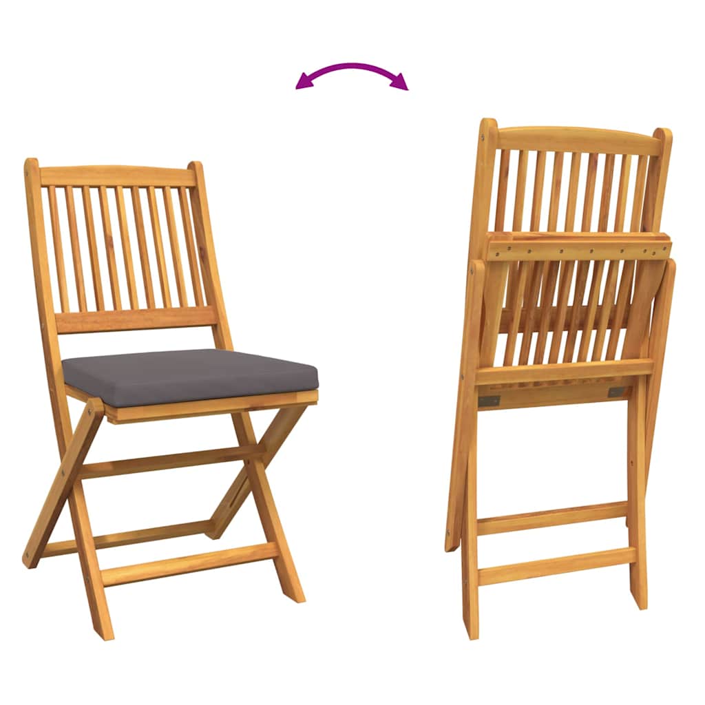 Folding Chair 8 pcs Grey 49 x 57.5 x 92cm Solid Acacia wood