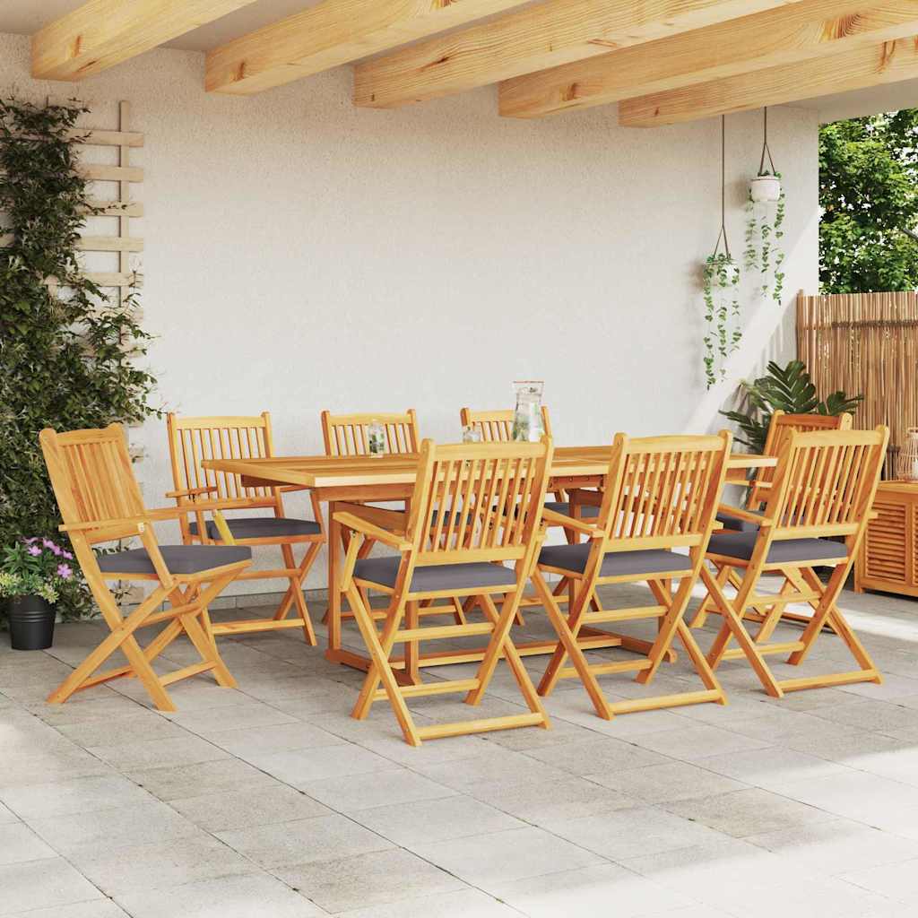 Folding Chair 8 pcs Grey 49 x 57.5 x 92cm Solid Acacia wood