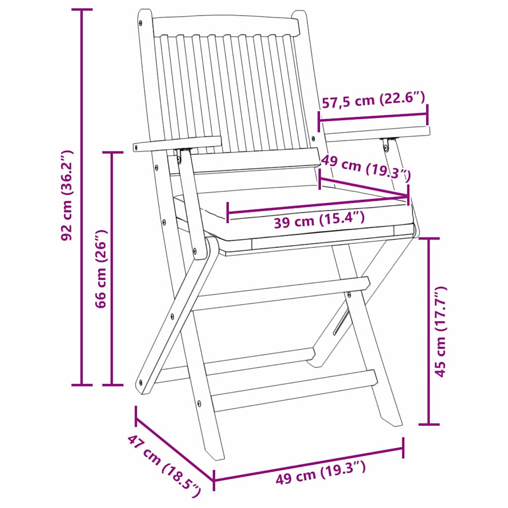 Folding Chair 8 pcs Grey 49 x 57.5 x 92cm Solid Acacia wood