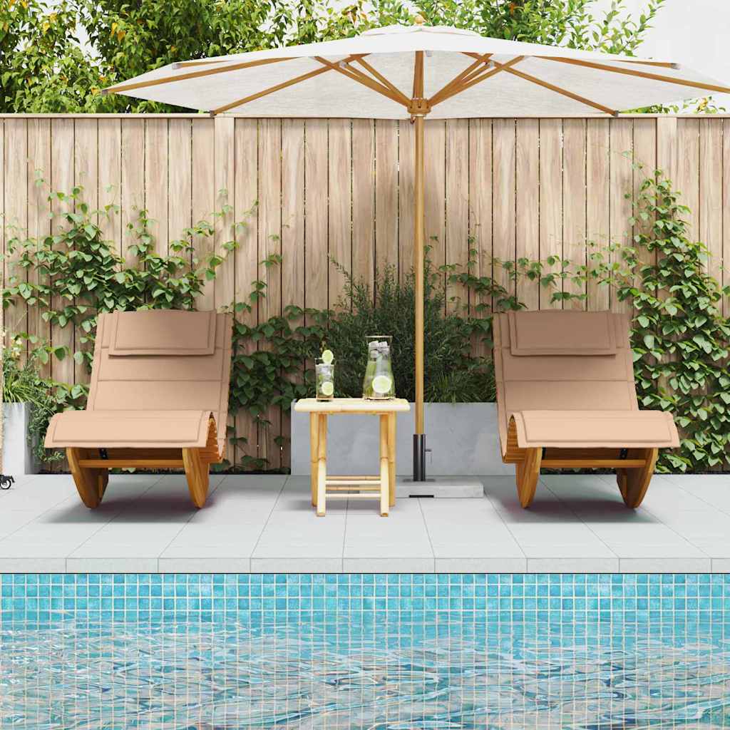 Sun Lounger 2 pcs Brown 60 x 154 x 74cm Solid Acacia wood