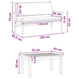 Garden Sofa Set 3 pcs Brown 75 x 45 x 38cm Solid Acacia wood