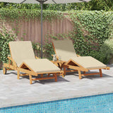 Sun Lounger 2 pcs Beige 200 x 67 x 84cm Solid Acacia wood