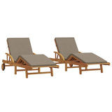 Sun Lounger 2 pcs Taupe 200 x 67 x 84cm Solid Acacia wood