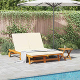 Sun Lounger Reclining Brown 125 x 200 x 84cm Solid Acacia wood