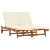 Sun Lounger Reclining Brown 125 x 200 x 84 cm Solid Acacia Wood
