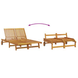 Sun Lounger Reclining Brown 125 x 200 x 84cm Solid Acacia wood