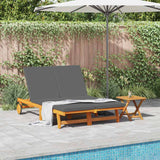 Sun Lounger Reclining Brown 125 x 200 x 84cm Solid Acacia wood
