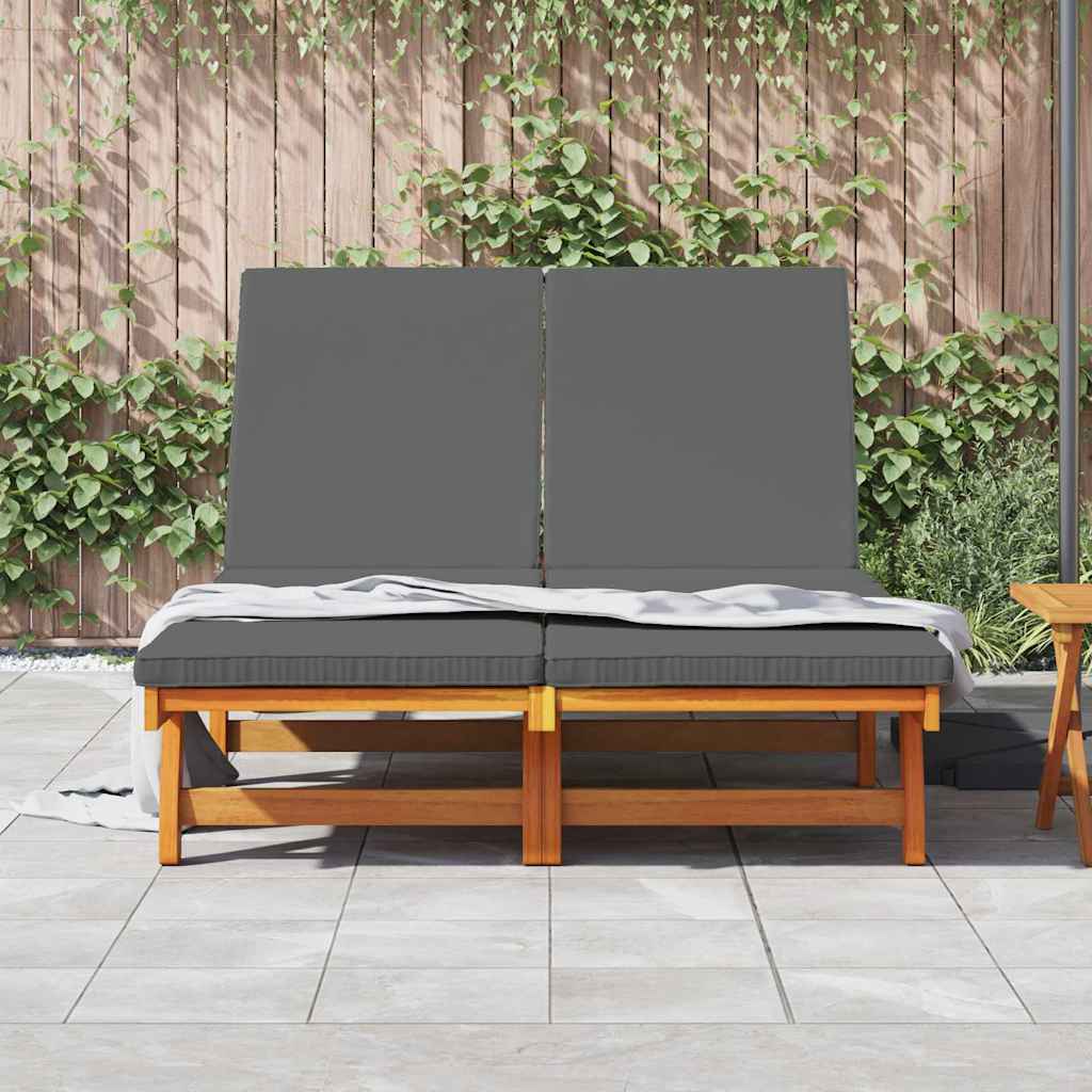 Sun Lounger Reclining Brown 125 x 200 x 84cm Solid Acacia wood