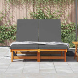 Sun Lounger Reclining Brown 125 x 200 x 84cm Solid Acacia wood