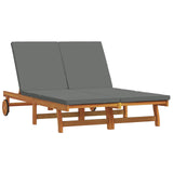 Sun Lounger Reclining Brown 125 x 200 x 84 cm Solid Acacia Wood