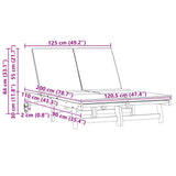 Sun Lounger Reclining Brown 125 x 200 x 84 cm Solid Acacia Wood
