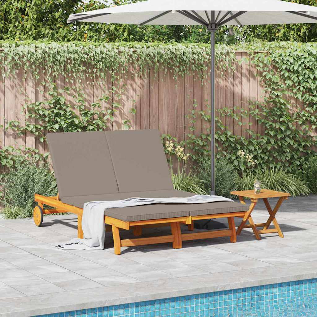 Sun Lounger Reclining Brown 125 x 200 x 84cm Solid Acacia wood