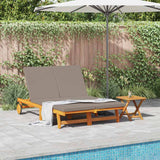 Sun Lounger Reclining Brown 125 x 200 x 84cm Solid Acacia wood