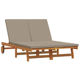 Sun Lounger Reclining Brown 125 x 200 x 84cm Solid Acacia wood