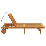Sun Lounger Reclining Brown 125 x 200 x 84cm Solid Acacia wood