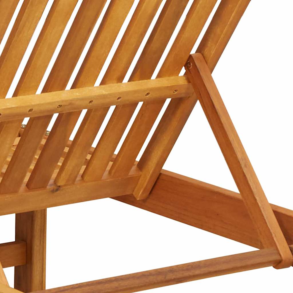 Sun Lounger Reclining Brown 125 x 200 x 84cm Solid Acacia wood