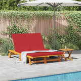 Sun Lounger Reclining Brown 125 x 200 x 84cm Solid Acacia wood